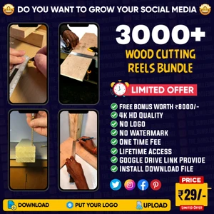 🪚 Master Social Media with 3000+ Wood Cutting Reels Bundle! (Limited Offer) 🪵