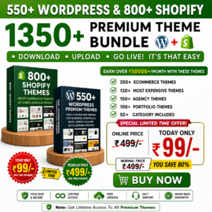 🚀 1350+ WordPress & Shopify Premium Themes Bundle 🎨
